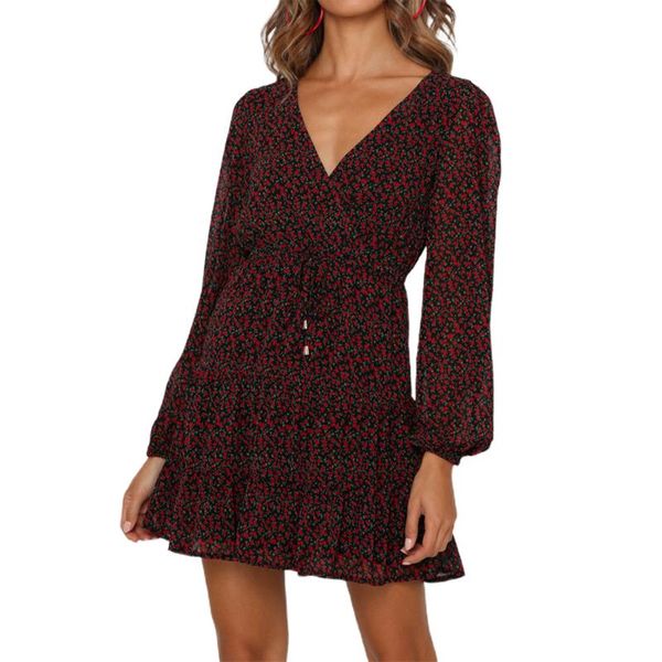 casual dresses women tie-up dress, adults floral print long sleeve v-neck (black), Black;gray
casual dresses women tie-up dress, adults floral print long sleeve v-neck (black), Black;gray