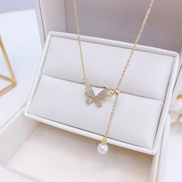 chains korean micro inlaid zircon butterfly pendant necklace for women fashion temperament pearl clavicle chain necklaces daily jewelry, Silver
chains korean micro inlaid zircon butterfly pendant necklace for women fashion temperament pearl clavicle chain necklaces daily jewelry, Silver
