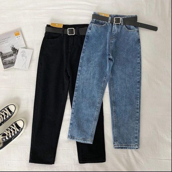 vintage high waist jeans women solid straight loose casual plus size high street blue denim trousers pantalon femme belt
vintage high waist jeans women solid straight loose casual plus size high street blue denim trousers pantalon femme belt
