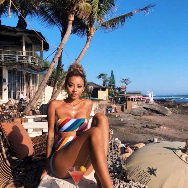 women's swimwear swimsuit size chest gathered fashion tube split high waist printed color striped breast wrap, White;black
women's swimwear swimsuit size chest gathered fashion tube split high waist printed color striped breast wrap, White;black