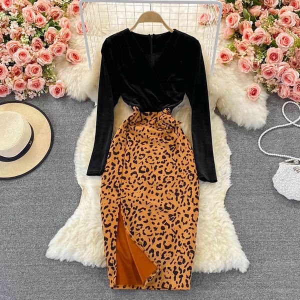 casual dresses singiny retro leopard velvet woman's dress long sleeve v neck thin elegant autumn streetwear split qxh0, Black;gray
casual dresses singiny retro leopard velvet woman's dress long sleeve v neck thin elegant autumn streetwear split qxh0, Black;gray