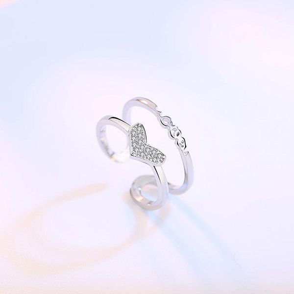cluster rings 925 sterling silver love shape zircon open ring designlove double layer ladies to send party jewelry wedding gift, Golden;silver
cluster rings 925 sterling silver love shape zircon open ring designlove double layer ladies to send party jewelry wedding gift, Golden;silver