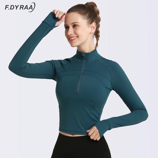 f.dyraa tight-fitting yoga jacket clothes women quick dry running training sports shirt long sleeve slim fitness t-shirt zipper, Black;red
f.dyraa tight-fitting yoga jacket clothes women quick dry running training sports shirt long sleeve slim fitness t-shirt zipper, Black;red