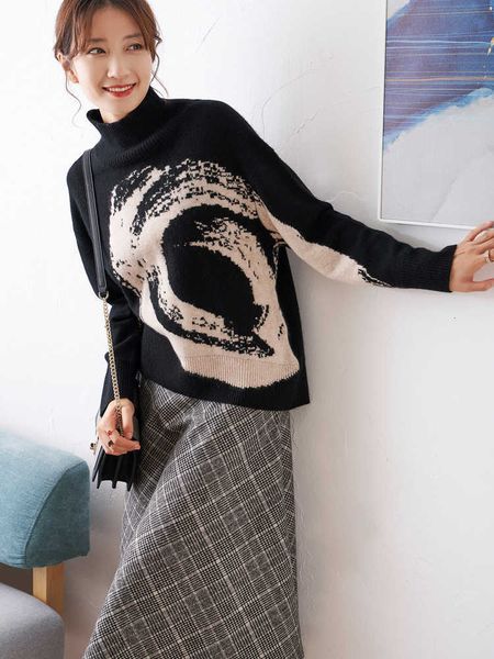 women's sweaters turtleneck sweater with long sleeves loose cashmere knitted or crocheted consumes jl06, White;black
women's sweaters turtleneck sweater with long sleeves loose cashmere knitted or crocheted consumes jl06, White;black