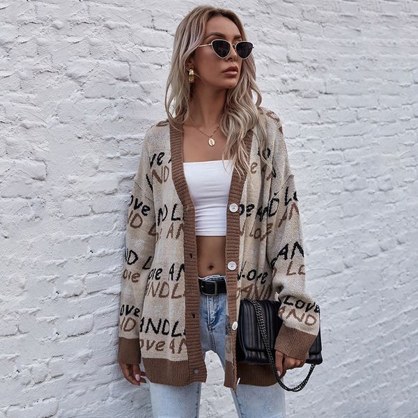 2021 letter print jumper cardigans autumn winter love knitted sweater for women new el74, White;black
2021 letter print jumper cardigans autumn winter love knitted sweater for women new el74, White;black