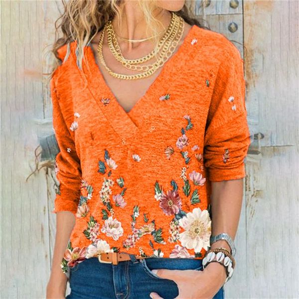 women's t-shirt vintage flower print ladies t shirt fashion v neck long sleeve casual pullover spring antumn female, White
women's t-shirt vintage flower print ladies t shirt fashion v neck long sleeve casual pullover spring antumn female, White