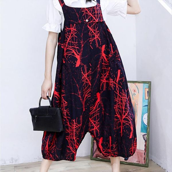 summer plus size overalls long womens jumpsuits pants vintage print trousers sleeveless loose oversize female clothing kz417, Black;white
summer plus size overalls long womens jumpsuits pants vintage print trousers sleeveless loose oversize female clothing kz417, Black;white
