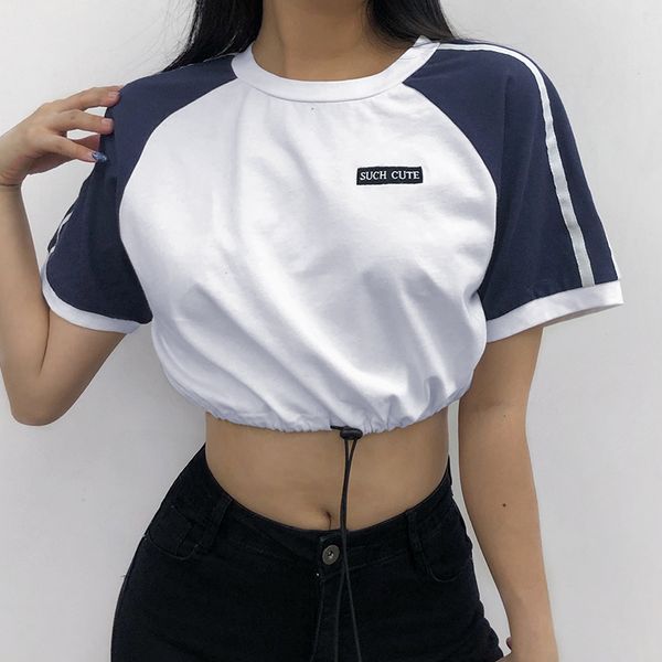 harajuku contrast color casual t-shirt for women streetwear cotton basic crop summer korean activewear tee, White
harajuku contrast color casual t-shirt for women streetwear cotton basic crop summer korean activewear tee, White