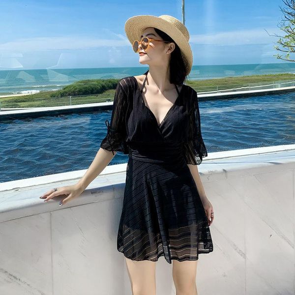 women's swimwear swimsuit skirt-style one-piece steel support gathers the wind to cover belly and is thin, large size swimming, White;black
women's swimwear swimsuit skirt-style one-piece steel support gathers the wind to cover belly and is thin, large size swimming, White;black