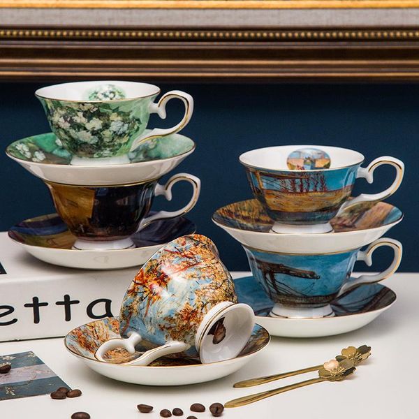 mugs british bone china coffee cup set european small luxury elegant high-end household simple art ceramic with spoon mug
mugs british bone china coffee cup set european small luxury elegant high-end household simple art ceramic with spoon mug
