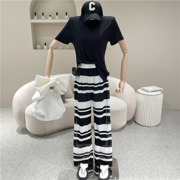 women's two piece pants clothing summer 2021 irregular design t-shirt + loose and thin color matching wide legs set, White
women's two piece pants clothing summer 2021 irregular design t-shirt + loose and thin color matching wide legs set, White