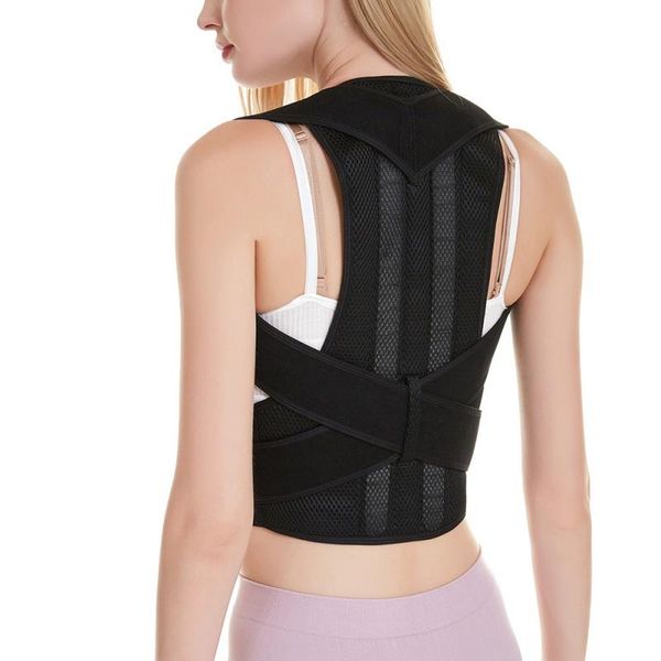 back support sandwich mesh posture corrector men women black adjustable breathable spine shoulder brace health fixer tape, Black;blue
back support sandwich mesh posture corrector men women black adjustable breathable spine shoulder brace health fixer tape, Black;blue
