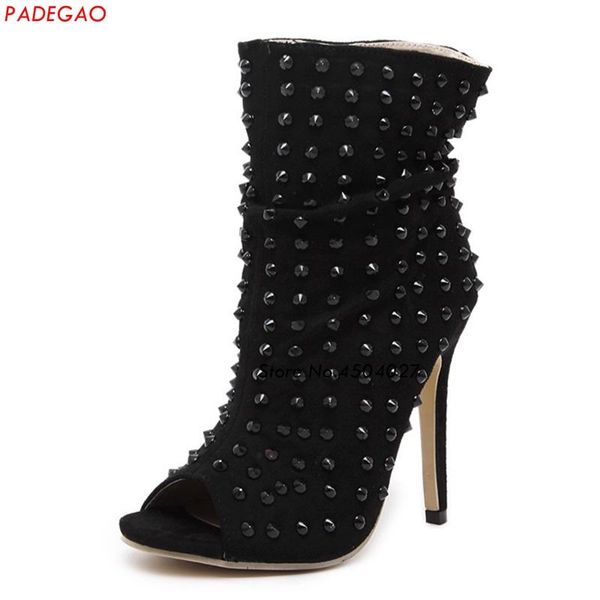 boots punk style rivets gladiator shoes studded ankle womens peep toe stilettos boot high heel pumps, Black
boots punk style rivets gladiator shoes studded ankle womens peep toe stilettos boot high heel pumps, Black