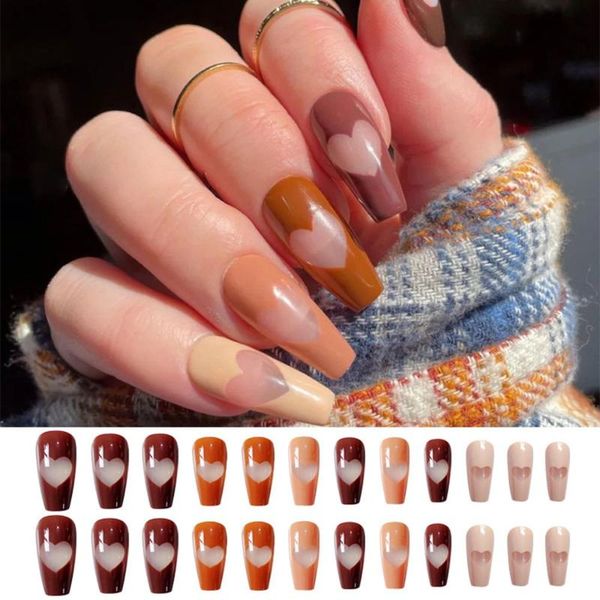 false nails 24pcs detachable french rainbow love ballerina tips coffin heart fake full cover nail art accessories, Red;gold
false nails 24pcs detachable french rainbow love ballerina tips coffin heart fake full cover nail art accessories, Red;gold