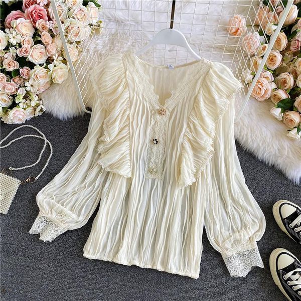 women's blouses & shirts blouse 2021 v-neck shirt ladies springautumn bottoming western loose ruffled long-sleeved uk432, White
women's blouses & shirts blouse 2021 v-neck shirt ladies springautumn bottoming western loose ruffled long-sleeved uk432, White