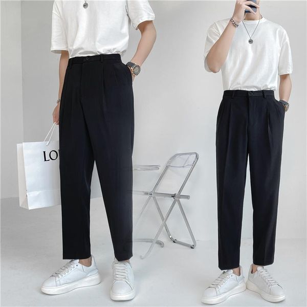 men's suits & blazers male trousers fashion casual pant man solid color ankle-length suit pants men korean streetwear youth style loose, White;black
men's suits & blazers male trousers fashion casual pant man solid color ankle-length suit pants men korean streetwear youth style loose, White;black