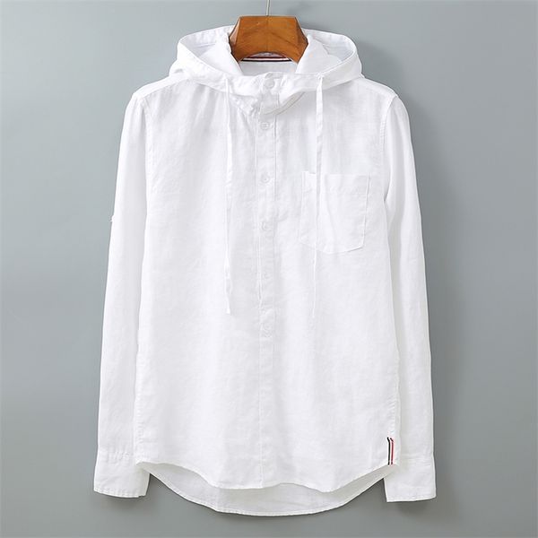 100%pure linen men long sleeve hooded shirt solid white blue hat stand collar pullover fashion casual shirts male clothing 210714, White;black
100%pure linen men long sleeve hooded shirt solid white blue hat stand collar pullover fashion casual shirts male clothing 210714, White;black