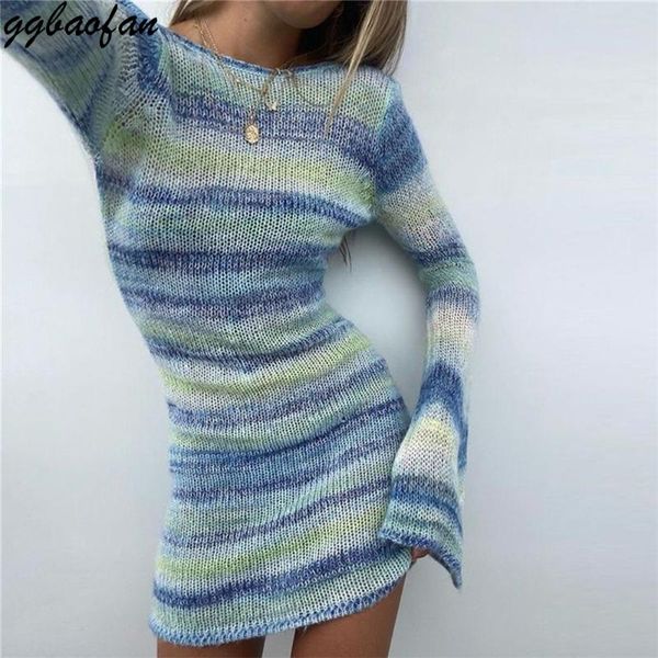 casual dresses ggbaofan autumn backless knitted sweaters dress women elegant flare sleeve striped mini clothes vestidos 2021, Black;gray
casual dresses ggbaofan autumn backless knitted sweaters dress women elegant flare sleeve striped mini clothes vestidos 2021, Black;gray