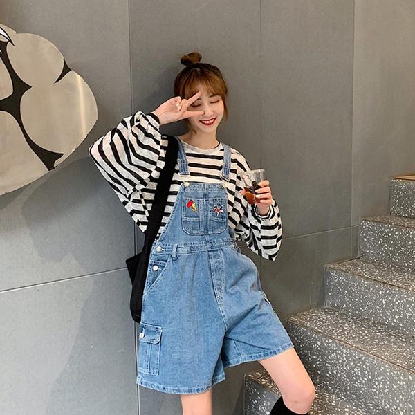 women's jumpsuits & rompers sml preppy style for women 2021 loose cartoon embroidery denim overalls shorts jeans womens (78181), Black;white
women's jumpsuits & rompers sml preppy style for women 2021 loose cartoon embroidery denim overalls shorts jeans womens (78181), Black;white