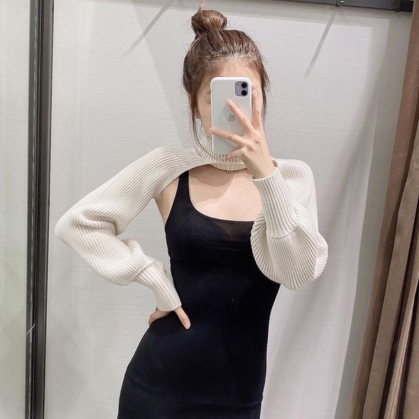 women 2021 fashion arm warmers cropped cable knitted sweater vintage high neck long sleeve female pullovers chic, White;black
women 2021 fashion arm warmers cropped cable knitted sweater vintage high neck long sleeve female pullovers chic, White;black