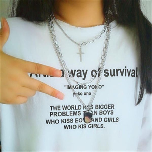 2021 personality hip hop multilayer necklace metal cross pendant silver color chain necklace for women men jewelry gift
2021 personality hip hop multilayer necklace metal cross pendant silver color chain necklace for women men jewelry gift