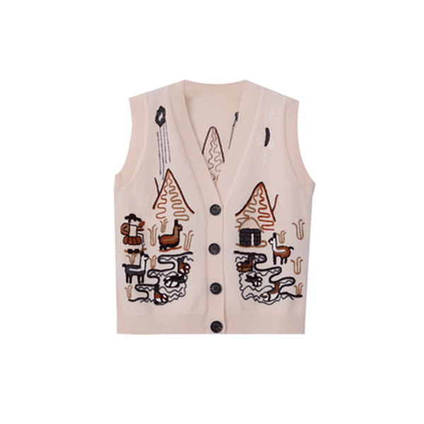 women's vests autumn and winter v-neck knitted vest sweater embroidery retro loose baita 2021, Black;white
women's vests autumn and winter v-neck knitted vest sweater embroidery retro loose baita 2021, Black;white