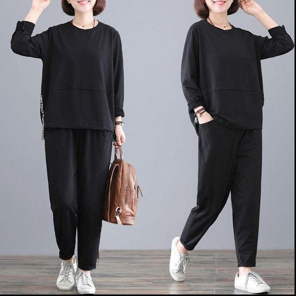 spring fashion cotton sports two womens tracksuits piece suit long sleeve high waisted wide leg pants plus size 5xl, Gray
spring fashion cotton sports two womens tracksuits piece suit long sleeve high waisted wide leg pants plus size 5xl, Gray