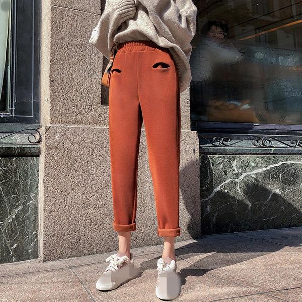 women's pants & capris 2021 winter fashion ladies pant leisure women solid color pocket warm loose female trousers, Black;white
women's pants & capris 2021 winter fashion ladies pant leisure women solid color pocket warm loose female trousers, Black;white