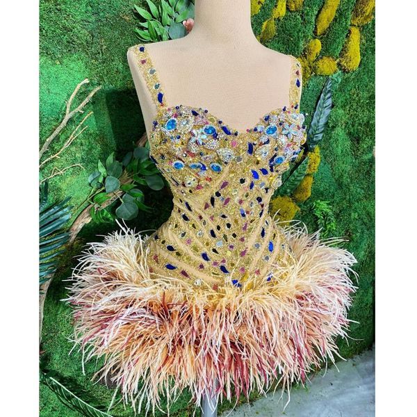 gorgeous colorful crystal feather short women dresses to cocktail party beaded a-line mini female dress vestidos, Black;gray
gorgeous colorful crystal feather short women dresses to cocktail party beaded a-line mini female dress vestidos, Black;gray
