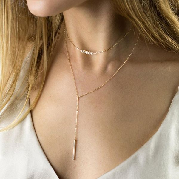 chokers 2 pcs 316l stainless steel necklace for women minimalist bar pendant simple pearls chain choker jewelry, Golden;silver
chokers 2 pcs 316l stainless steel necklace for women minimalist bar pendant simple pearls chain choker jewelry, Golden;silver