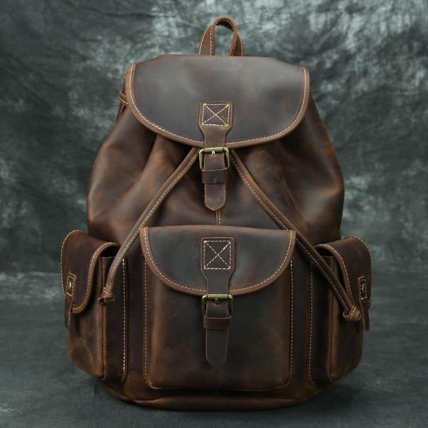 backpack, retro backpack, men's and women's bag, head layer, cow leather, retro style, crazy horse leather bag in stock
backpack, retro backpack, men's and women's bag, head layer, cow leather, retro style, crazy horse leather bag in stock