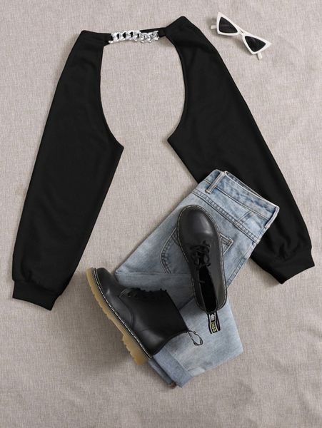 chain detail crop h7hv#, White