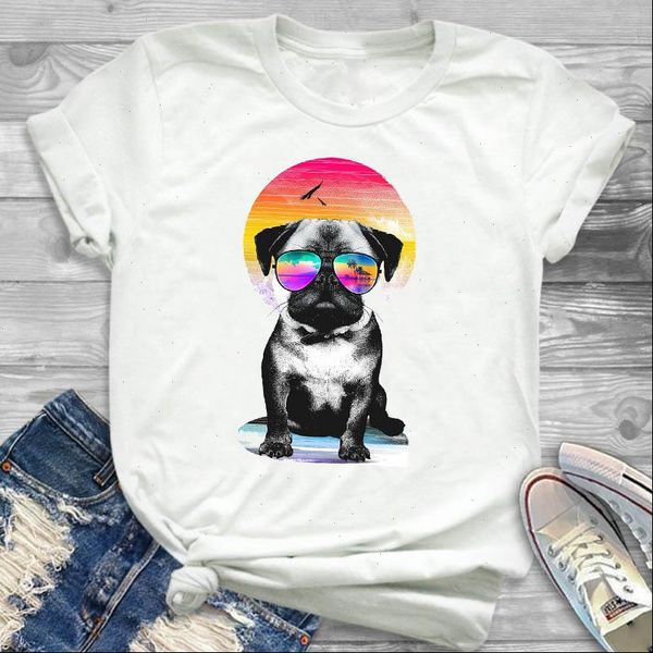 women lady t shirt dog sunglasses printed tshirt ladies short sleeve loose tee shirt women female clothes t shirt, White
women lady t shirt dog sunglasses printed tshirt ladies short sleeve loose tee shirt women female clothes t shirt, White