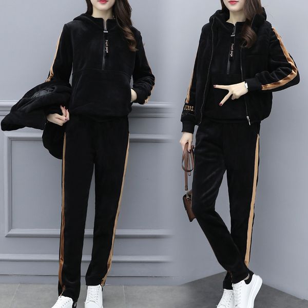 plus size female winter sport suit with upper waistcoat + slacks three velvet ensemble thicken tracksuit matching clothes fngp, White
plus size female winter sport suit with upper waistcoat + slacks three velvet ensemble thicken tracksuit matching clothes fngp, White