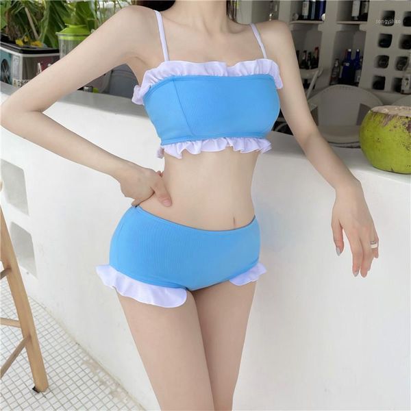 women's swimwear split body small pure and fresh swimsuit flounces four angle pants suspenders, White;black
women's swimwear split body small pure and fresh swimsuit flounces four angle pants suspenders, White;black