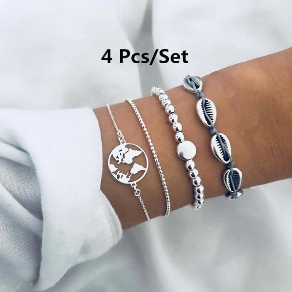 link, chain 4 pcs/set bohemian women beads map bracelet rope shell set charm fashion jewelry accessorise charming, Black
link, chain 4 pcs/set bohemian women beads map bracelet rope shell set charm fashion jewelry accessorise charming, Black