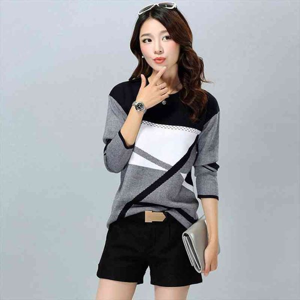 fashion spring autumn women sweater patchwork knitted pullovers long sleeve o-neck warm for lady geometric knit sweaters, White;black
fashion spring autumn women sweater patchwork knitted pullovers long sleeve o-neck warm for lady geometric knit sweaters, White;black