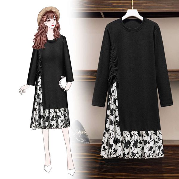light luxury chiffon 2021 spring age new fat reduction mm slim floral dress, Black;gray
light luxury chiffon 2021 spring age new fat reduction mm slim floral dress, Black;gray