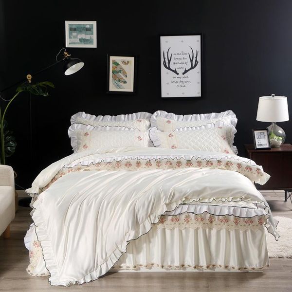 bedding sets luxury washed silk pure princess lace set ruffles silky duvet cover bed skirt 4pcs size king pillowcases
bedding sets luxury washed silk pure princess lace set ruffles silky duvet cover bed skirt 4pcs size king pillowcases