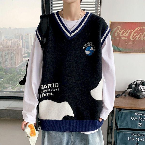 men's vests fonekie knit sweater v-neck vest men japanese sweaters college waistcoat sleeveless spring autumn couple loose mens top, Black;white
men's vests fonekie knit sweater v-neck vest men japanese sweaters college waistcoat sleeveless spring autumn couple loose mens top, Black;white