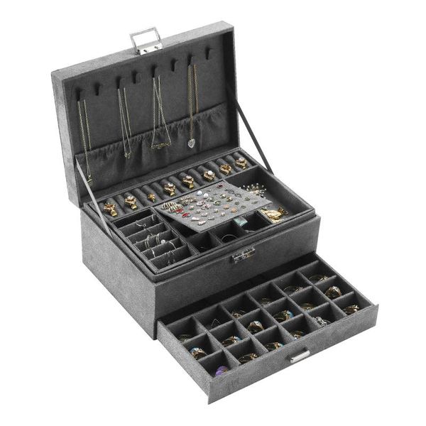 jewelry pouches, bags grey 3-layer flannel organizer box necklaces earrings rings display holder case for women large capacity, Pink;blue
jewelry pouches, bags grey 3-layer flannel organizer box necklaces earrings rings display holder case for women large capacity, Pink;blue