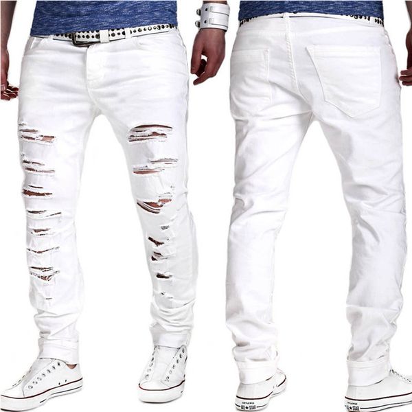 white holes designer men jeans spring summer autumn trousers fashion street pantalones jeans pants, Blue
white holes designer men jeans spring summer autumn trousers fashion street pantalones jeans pants, Blue