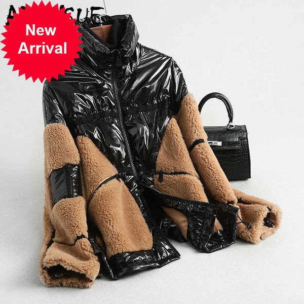 ayunsue shearling white duck down coat female real women winter jacket 2021 korean vintage sheep fur coats 9363, Black
ayunsue shearling white duck down coat female real women winter jacket 2021 korean vintage sheep fur coats 9363, Black