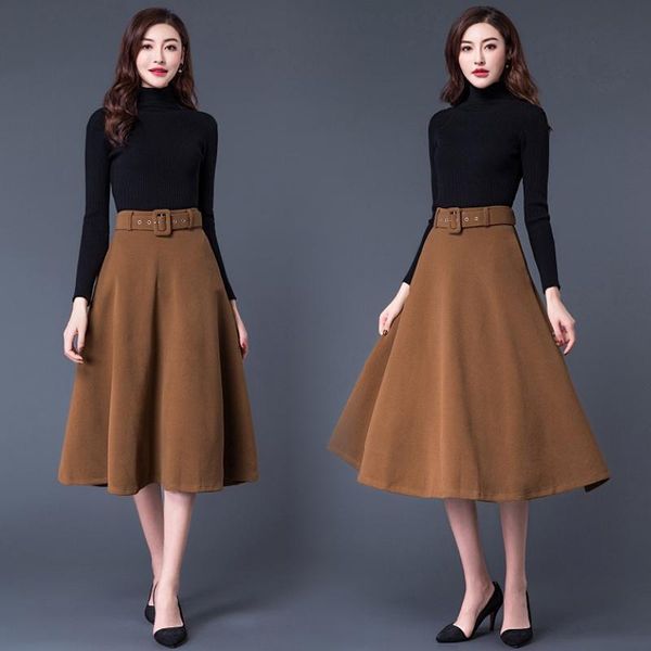 skirts winter skirt female 2021 fashion slim woolen large swing wild retro a word high waist half length maxi to send belt, Black
skirts winter skirt female 2021 fashion slim woolen large swing wild retro a word high waist half length maxi to send belt, Black