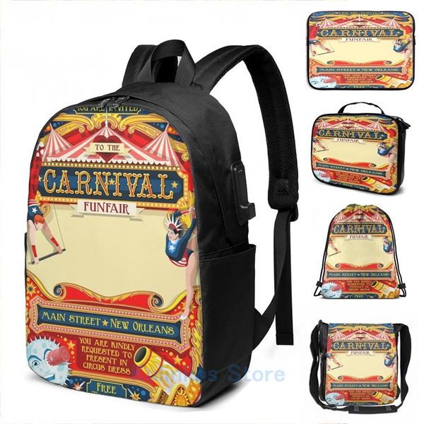 backpack funny graphic print circus carnival invite poster usb charge men school bags women bag travel laptop
backpack funny graphic print circus carnival invite poster usb charge men school bags women bag travel laptop