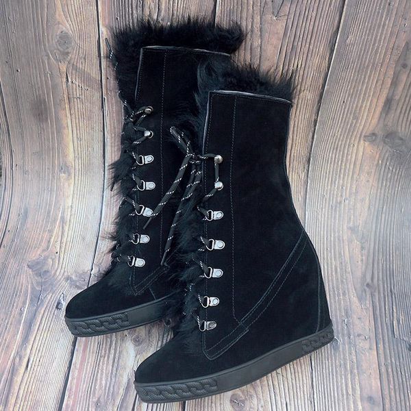 boots ankle women winter fur warm zip ladies 8cm height increased wedge snow, Black
boots ankle women winter fur warm zip ladies 8cm height increased wedge snow, Black