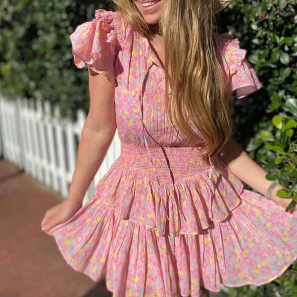 fabpop summer short butterfly sleeve o neck pink floral print high waist tuffles slim pleated mini dress women gb569 210709, Black;gray
fabpop summer short butterfly sleeve o neck pink floral print high waist tuffles slim pleated mini dress women gb569 210709, Black;gray