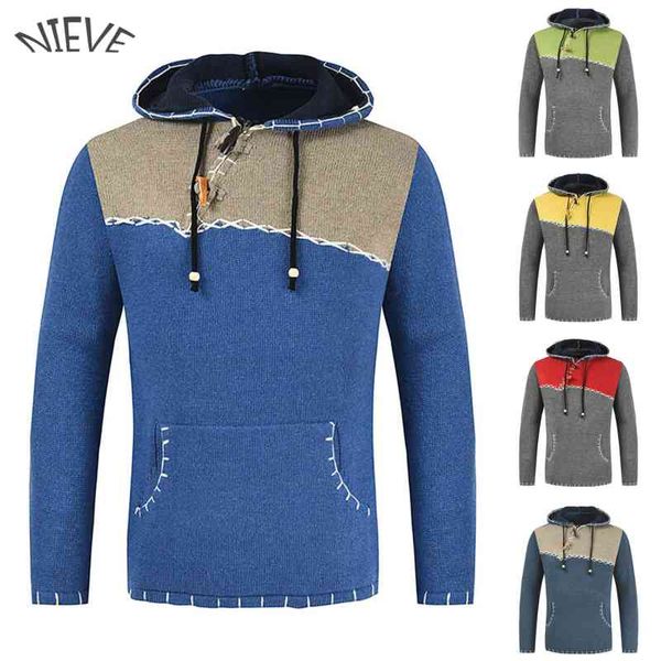 retro pullover art stitching hooded sweater knitted zipper collar autumn winter men's kangaroo pocket warm top, Black
retro pullover art stitching hooded sweater knitted zipper collar autumn winter men's kangaroo pocket warm top, Black