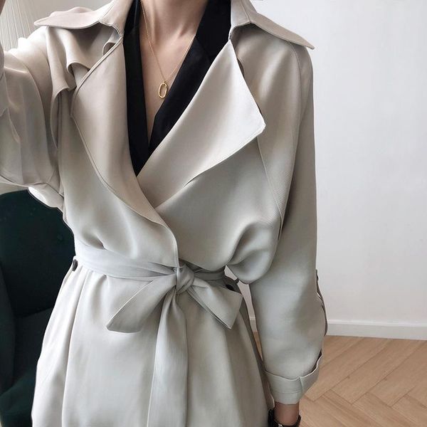 women's jackets 2021 spring thin windbreaker women mid-length waistband loose jacket autumn tencel, Black;brown
women's jackets 2021 spring thin windbreaker women mid-length waistband loose jacket autumn tencel, Black;brown