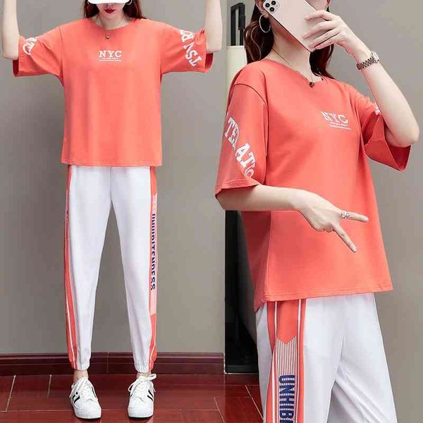 2021 summer new leisure sports suit women's loose short sleeve capris korean two piece printing fashion, Gray
2021 summer new leisure sports suit women's loose short sleeve capris korean two piece printing fashion, Gray